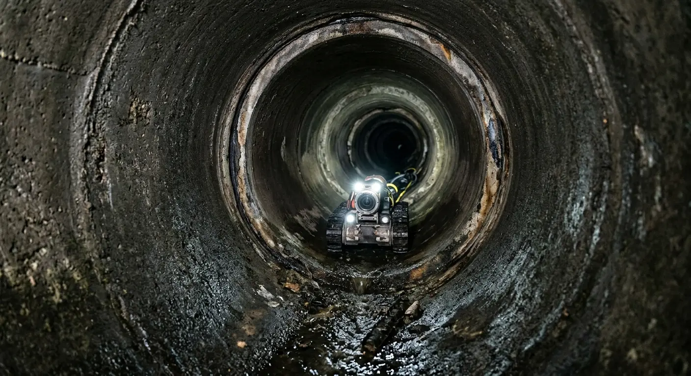 Robotic sewer camera inspecting pipe interior for Sewer Line Cleaning in Green Valley